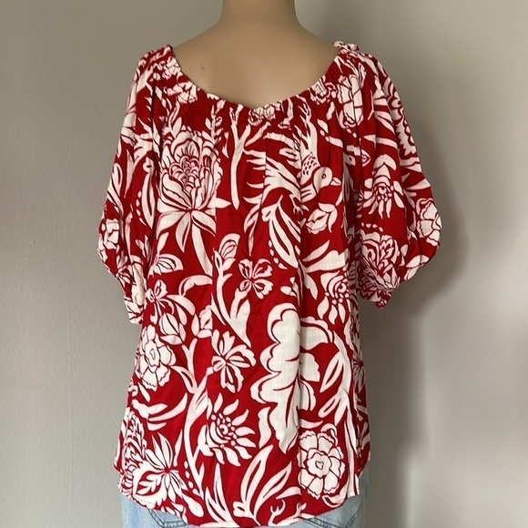 Women's Floral Red Shirt Knox Rose Flowy - Picture 2 of 4